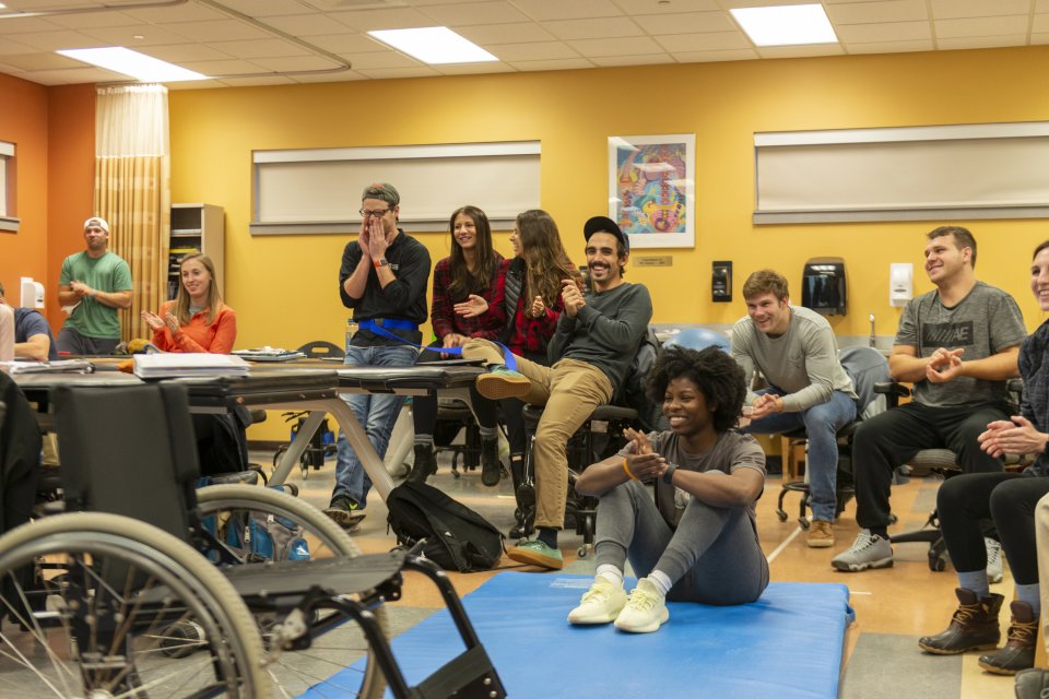 Students in Physical Therapy Lab 0555